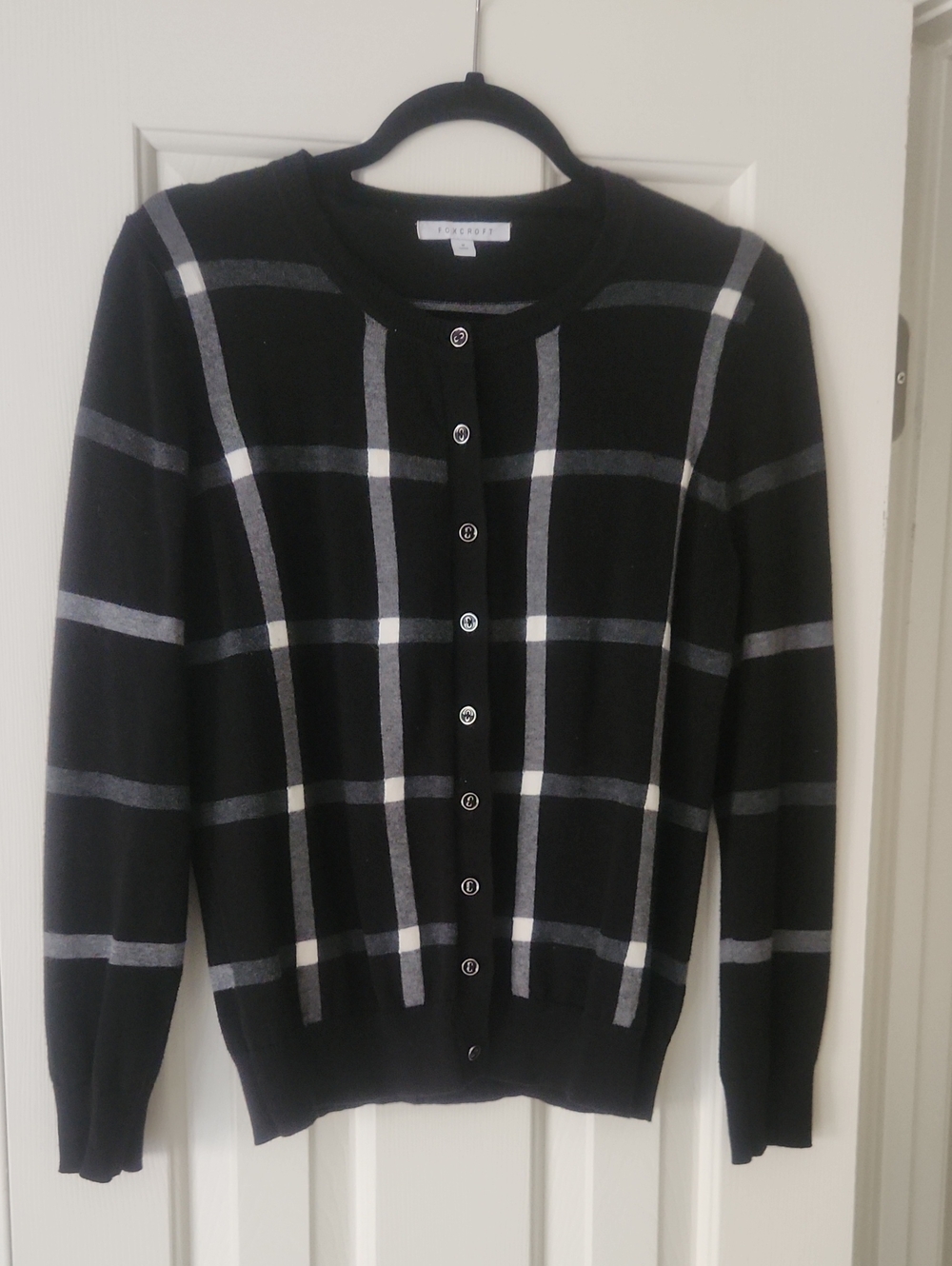 Foxcroft Black Plaid Sweater